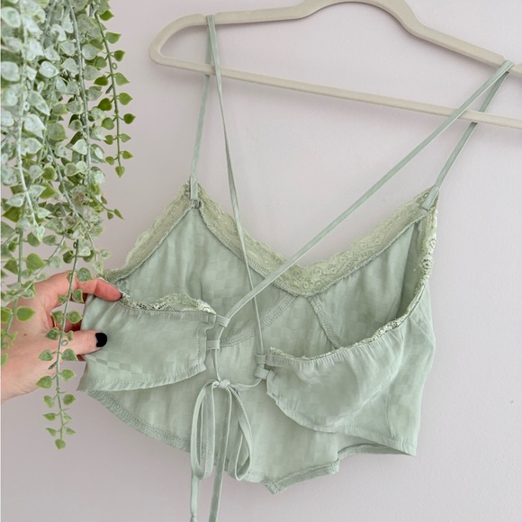 Sage Green Lace Trim Cami Top - Picture 6 of 7